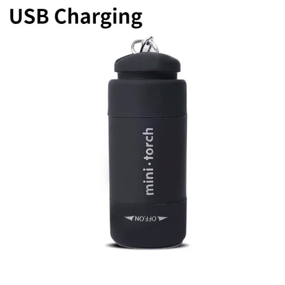 LED Mini Torch Light USB Charging Waterproof Flashlight Outdoor Emergency Lights Keychain Lamp Hiking Camping Portable Lighting