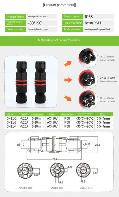 IP68 Waterproof Cable Connector I/T Type Junction Box 2-pin 3-pin 4-pin 5-pin Electrical Terminal LED Lights Wire Waterproof Box