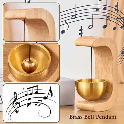 Wireless Magnetic Jingle Bell Door Chime Wooden Brass Hanging Pendant for Entrance Home Decoration