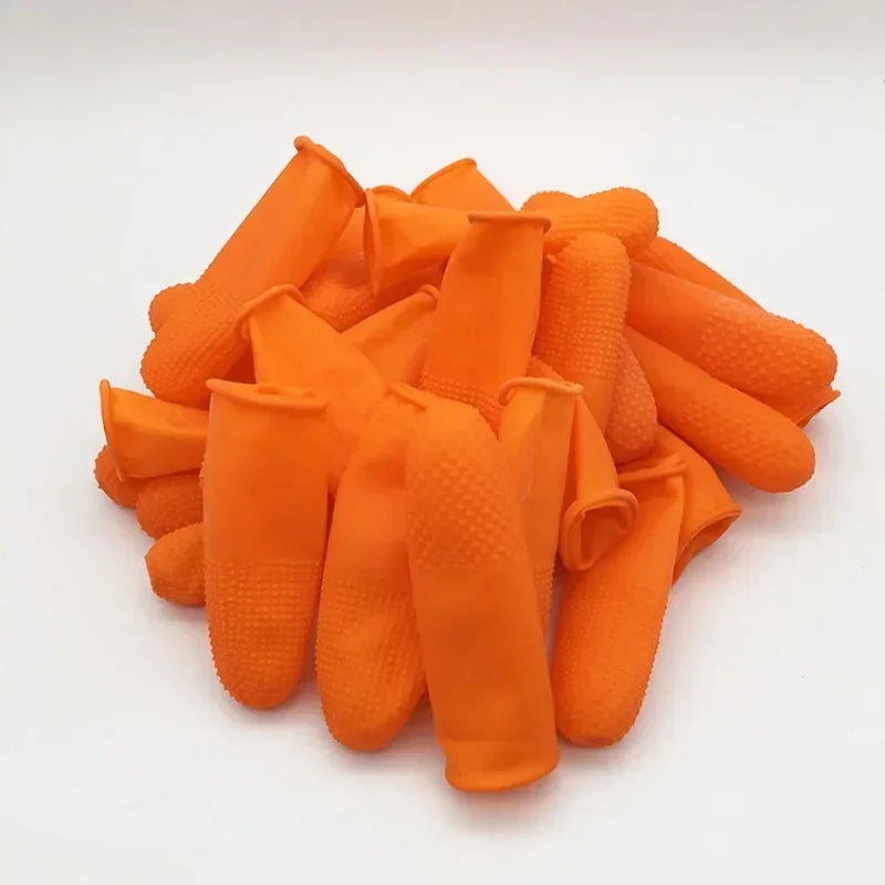 200/10PCS Latex Finger Cots Orange Thumb Caps Anti-static Industry Rubber Fingertips Protector Gloves Non-slip Finger Gloves