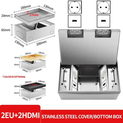 Hidden Inlaid Floor Socket Ultra-thin Design Built-in Multiple Power EU FR UN US AC Power Outlets and USB Charging Port