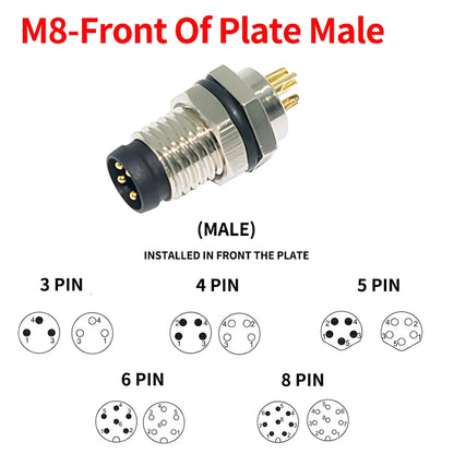 M8 Waterproof Aviation Connector Set 3–8 Pin Male Female Plug Socket for Proximity Sensor Straight Right Angle Flange Mount