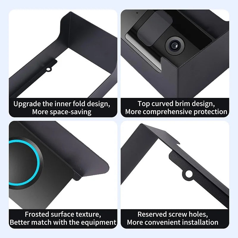 Metal Ring Doorbell Cover Plate Visual Doorbell Rain Cover Black Doorbell Rain Cover Windproof Round Doorbell Bracket Kit