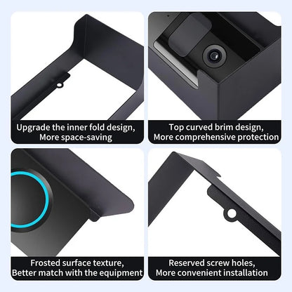 Metal Ring Doorbell Cover Plate Visual Doorbell Rain Cover Black Doorbell Rain Cover Windproof Round Doorbell Bracket Kit