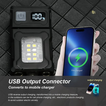 Mini COB LED Flashlight Head Rotation Magnetic Torch USB Rechargeable