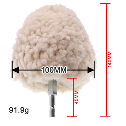 140*100mm / 5.51*3.93inch Wool Buffing Wheel Ball Hex Shank Wool Polishing Wheel For Paint Metal Wood And Stone