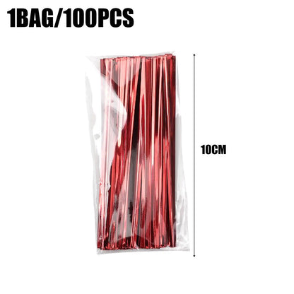 Reusable Metallic Twist Tie Bread Candy Bag Ties DIY Crafts Plant Flower Binding Wire Party Favor Gifts Wrapping Foil Twists Tie