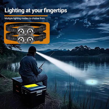 Portable Sensor HeadLamp USB Rechargeable Induction Headlight Front Light Torch for Camping Fishing Hiking Emergency Lantern