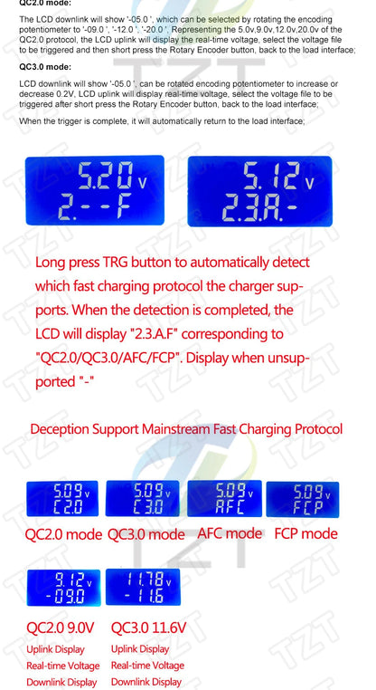 KZ35 Constant Current Electronic Load USB Type-C QC2.0 QC3.0 AFC FCP Trigger Battery Tester Discharge Capacity Meter