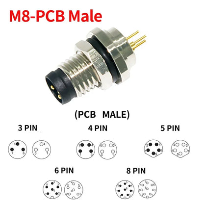 M8 Waterproof Aviation Connector Set 3–8 Pin Male Female Plug Socket for Proximity Sensor Straight Right Angle Flange Mount
