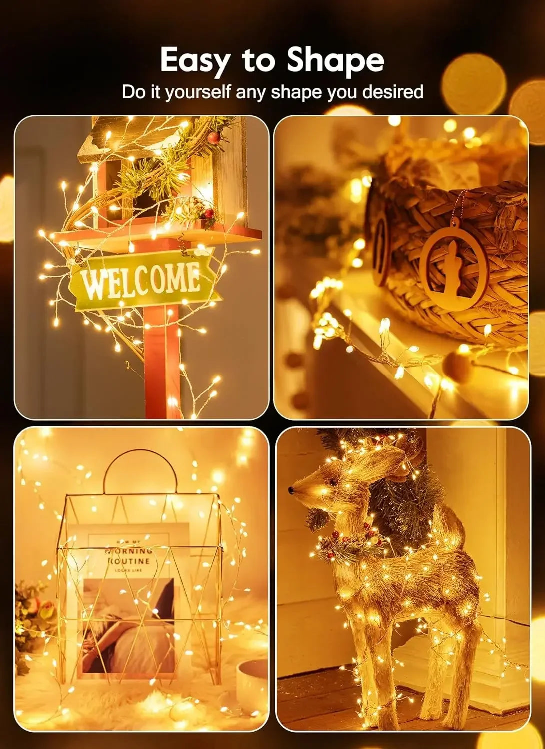 1.5/3/6M USB LED Firecracker String Lights with Remote Control for Christmas Wedding Party New Year Decoration