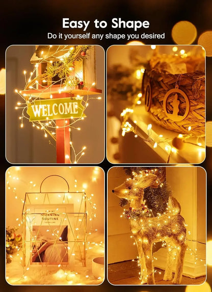 1.5/3/6M USB LED Firecracker String Lights with Remote Control for Christmas Wedding Party New Year Decoration