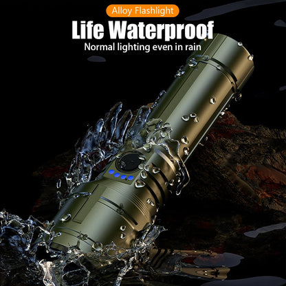 Super Bright Flashlight with Flame Ignition Type-C Rechargeable Outdoor Zoomable Aluminum Alloy Floodlight Camping Adventure