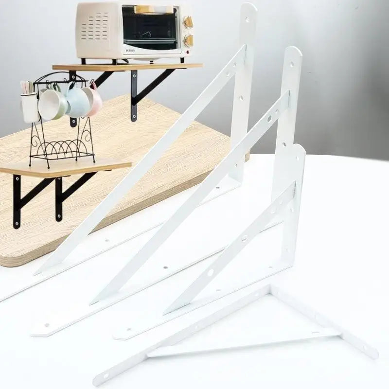 2Pcs Wall Mount Joint Angle Without Screws Tripod Brack Shelf Floating Shelf Heavy Duty Black/White Steel For Decorative