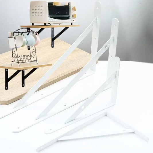 2Pcs Wall Mount Joint Angle Without Screws Tripod Brack Shelf Floating Shelf Heavy Duty Black/White Steel For Decorative