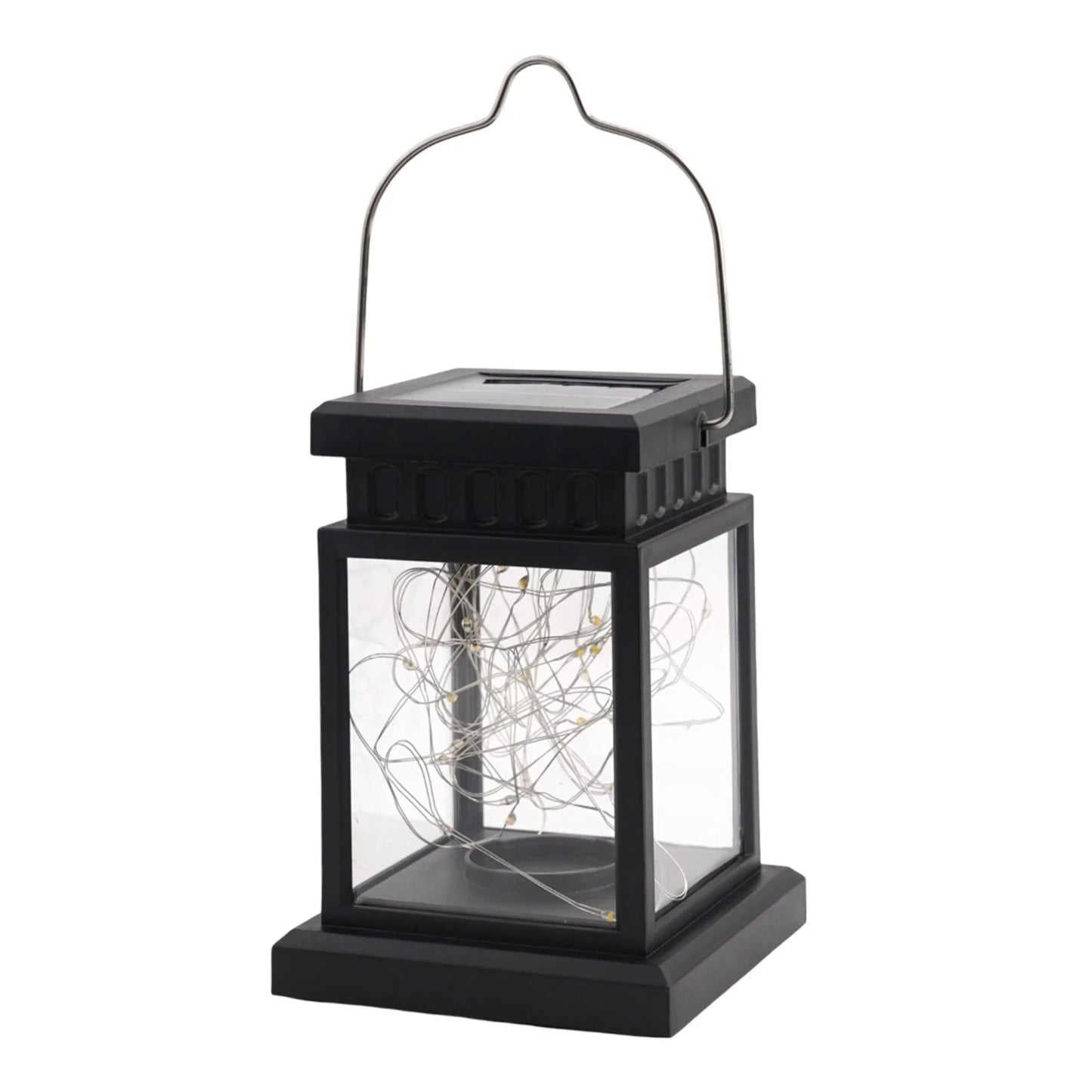 1pc LED Lantern Lamp Outdoor Garden Warm Light Waterproof Solar Powered Golden Copper Wire Hanging Lightweight