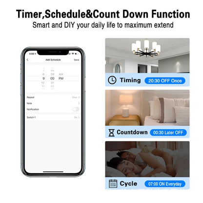 2 Way Touch Switch Voice Control Switch Energy-saving Lamp Compatible Hands-free Control For Tuya App Home Automation