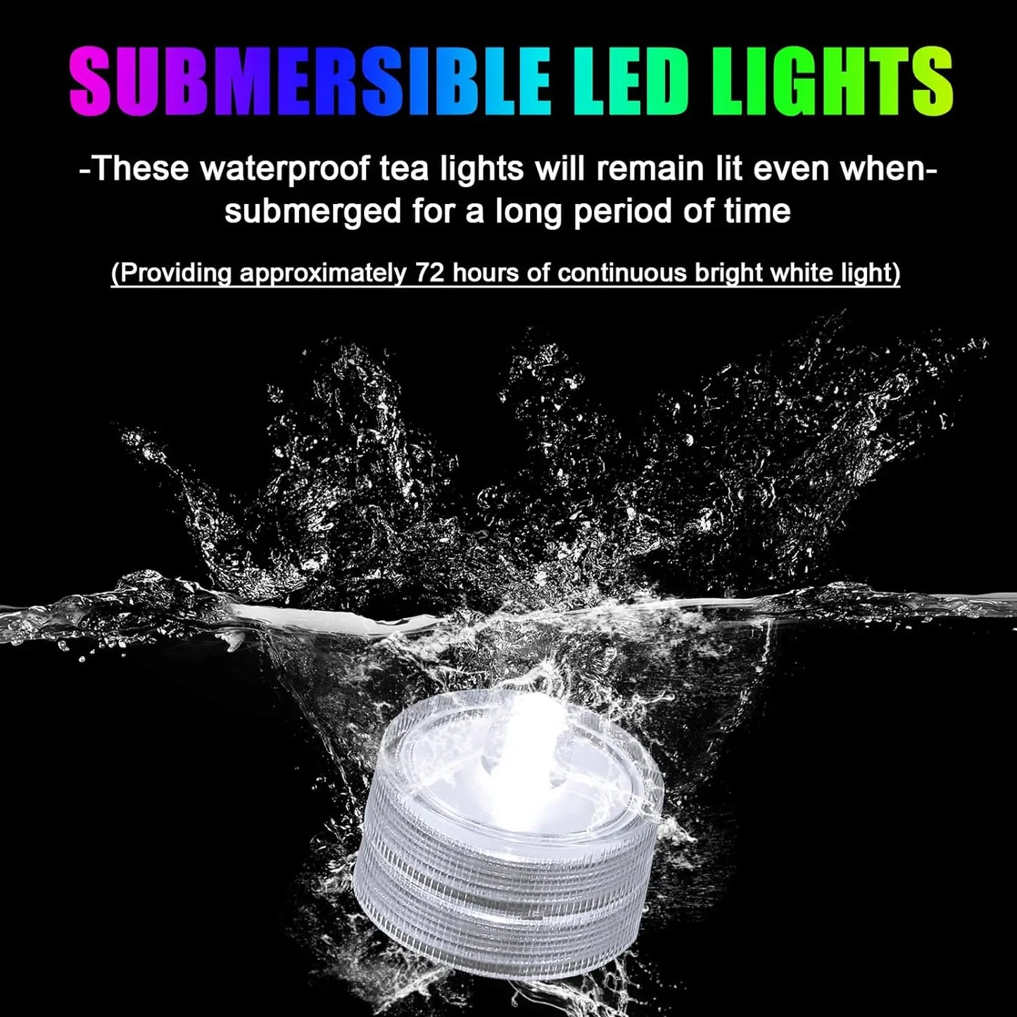 LED Flameless Waterproof Tea Lights Submersible Pool Candle Lights Decor