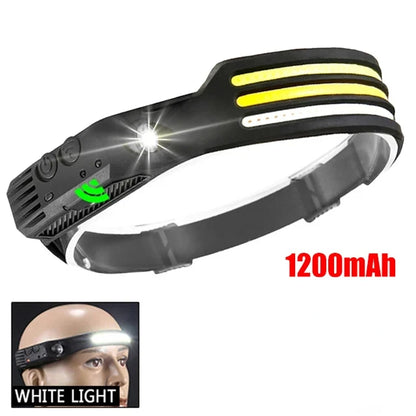 LED Headlamp Sensor Headlight With Built-in Battery Head Flashlight USB Rechargeable Work Light Head Lamp Super Bright Torch