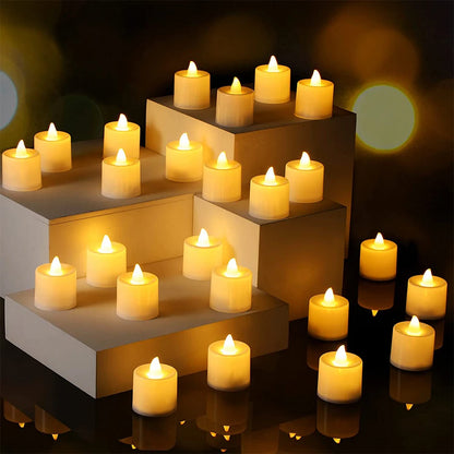 24Pcs/Set Flameless LED Candle Creative wishing Led Tea Light Warm White Flameless Candle Halloween Christmas Decor Candle Light