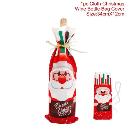 Creative Christmas Wine Bottle Cover Set Velvet Santa & Snowman Decor