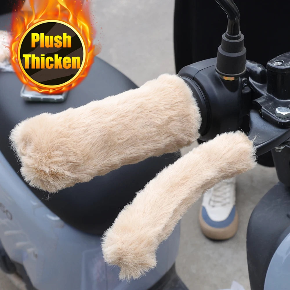 Winter Plush Handlebar Grip Covers Thick Warm Motorcycle