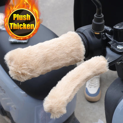 Winter Plush Handlebar Grip Covers Thick Warm Motorcycle
