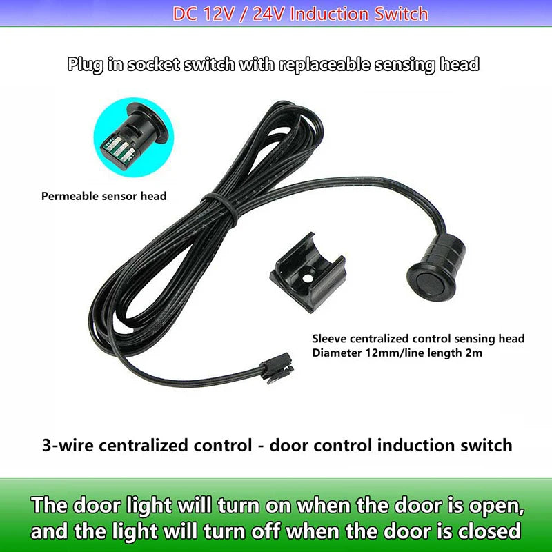 New Mini LED Cabinet Light Sensor Switch 12V 24V Touch/Hand Sweep/PIR Motion/Door ON/OFF Kitchen Wardrobe Lamp Control