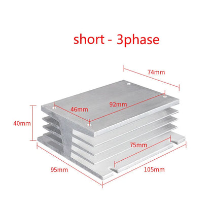 Aluminum Heat Sink for SSR Solid State Relay 10A–100A 12V–220V Cooling Base Single/Three Phase