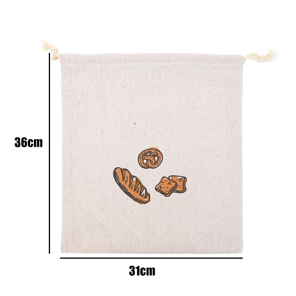 Linen Bread Bags Large Capacity Drawstring Loaf Storage Bags Washable Reusable 3/1Pcs for Pastries Baguette Organizer