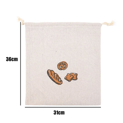 Linen Bread Bags Large Capacity Drawstring Loaf Storage Bags Washable Reusable 3/1Pcs for Pastries Baguette Organizer