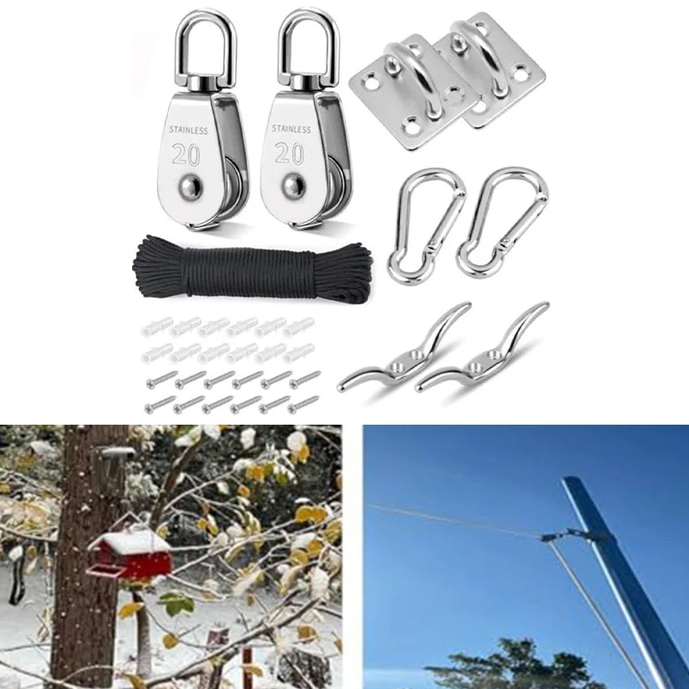 Swivel Pulley Kit M20 Pulley System Lifting Tasks Smooth Operation Easy Setup Versatile Capacity Heavy Duty Pulling Tasks