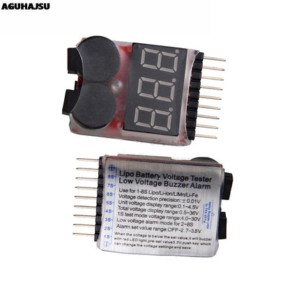 1-8S LED Low Voltage Buzzer Alarm LiPo Battery Voltage Tester Checker