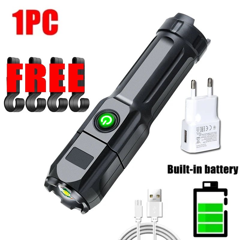 Ultra Bright Rechargeable LED Flashlight Zoomable Waterproof Torch