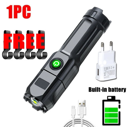 Ultra Bright Rechargeable LED Flashlight Zoomable Waterproof Torch