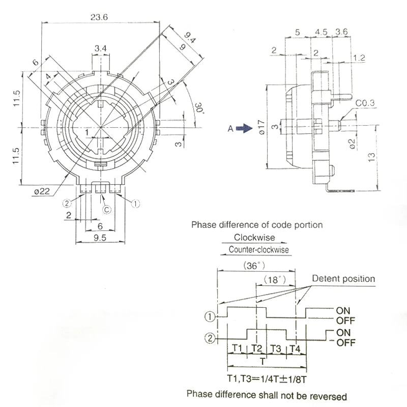 ALPS EC25 SRGP200200 Hollow Shaft Encoder 20 Positioning 10 Pulse Car o Volume Switch