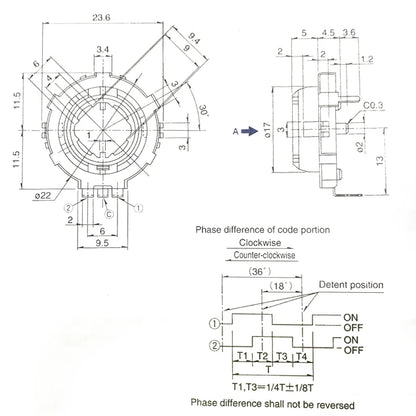 ALPS EC25 SRGP200200 Hollow Shaft Encoder 20 Positioning 10 Pulse Car o Volume Switch