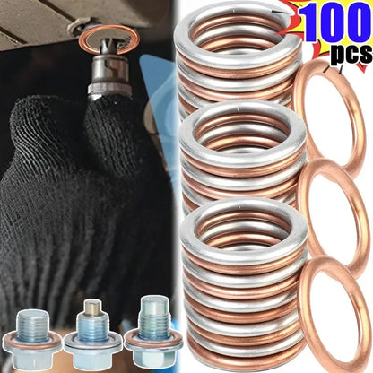 200/10pcs Car Oil Pan Drain Gasket Drainage Bolt Pad Aluminum/ Copper Oil Drain Plug Gasket Cars Accessories for Volkswagen Audi