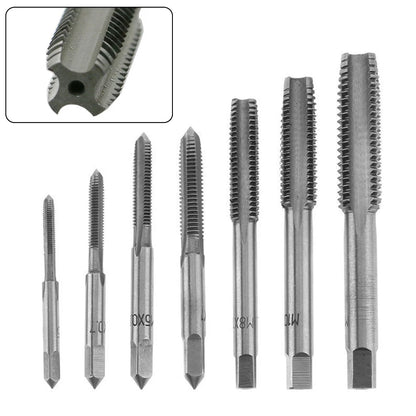 7Pcs For M3 Metric Thread Tap Drill Bits Set with HSS Straight Fluted Screw Taps for Stainless Steel and General Steel