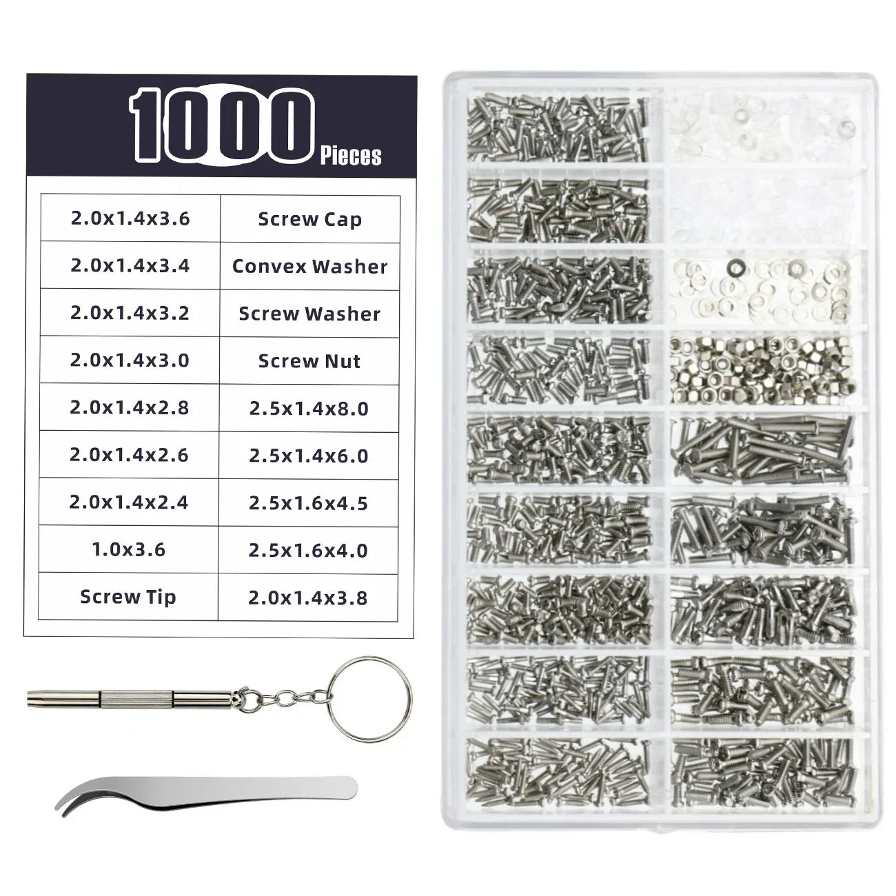 Glasses Watch Repair Kit Screws Dual Head Screwdrivers Precision Tweezers Set for Eyewear Jewelry Fix Tools with Case