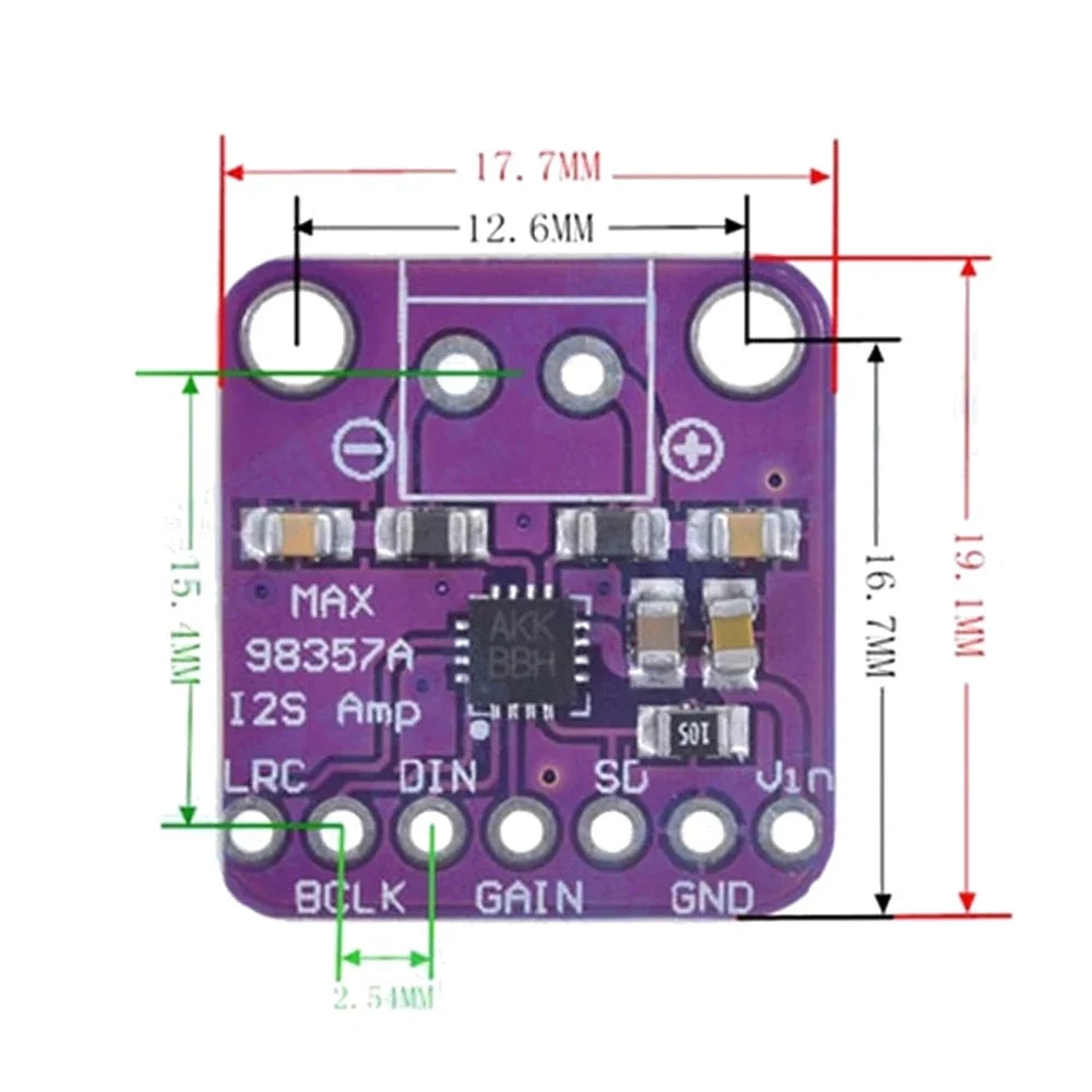 MAX98357 I2S Class D Audio Amplifier Module for ESP32 & Raspberry Pi