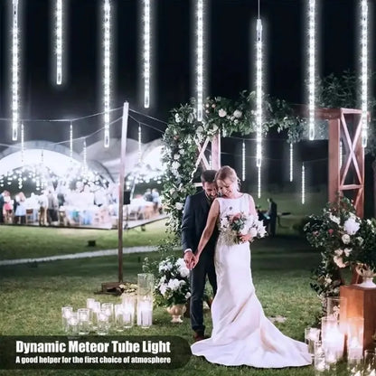 Solar Powered LED Meteor Shower Fairy Lights | 30M / 50M | 8 Tubes | Garden Outdoor Christmas Wedding Decoration
