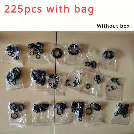 New 225PCS/Bag Black Rubber O Ring Assortment Washer Gasket Sealing O-Ring Kit 18 Sizes For Faucet Hose Connector Sealing Valve
