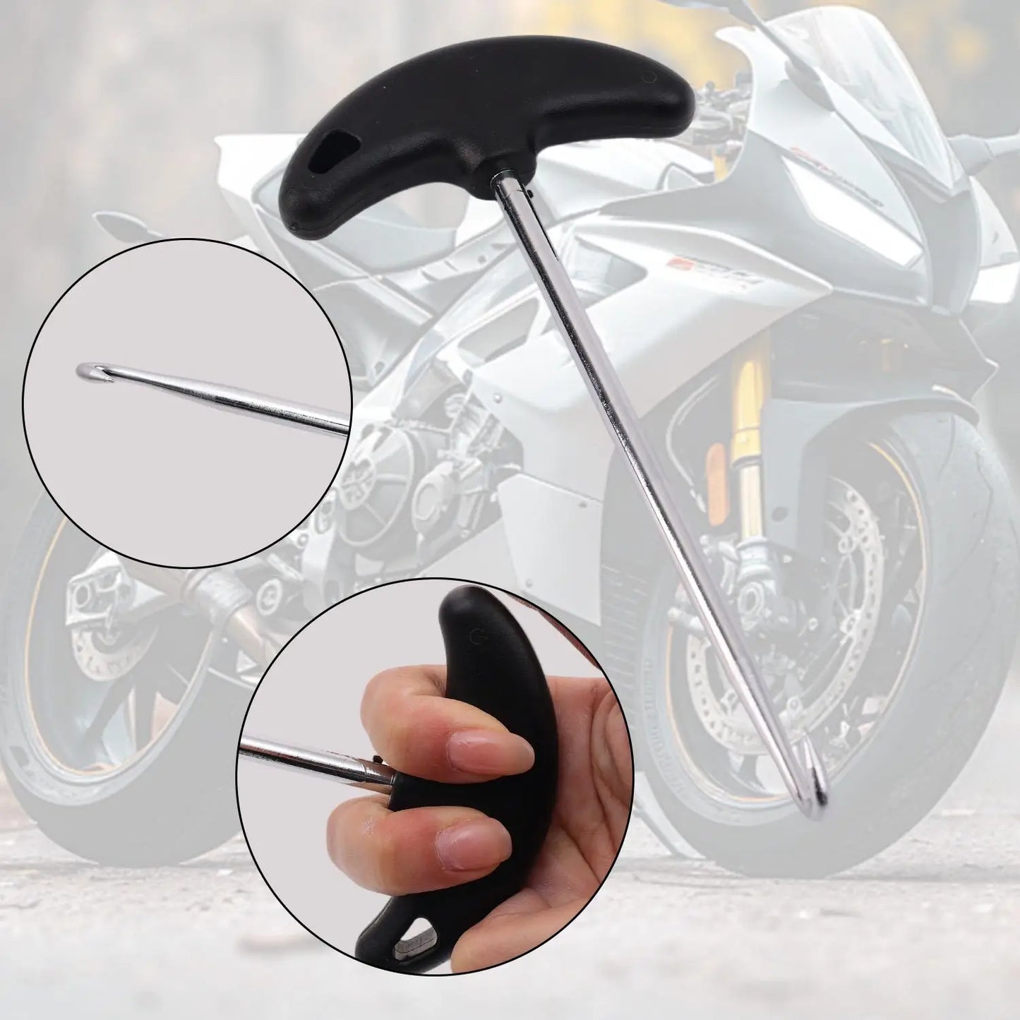 Motorcycle Exhaust Pipe Spring Hook Puller Tool T Handle Stainless Steel for Motocross Dirt Bike ATV Scooter Muffler Repair Kit