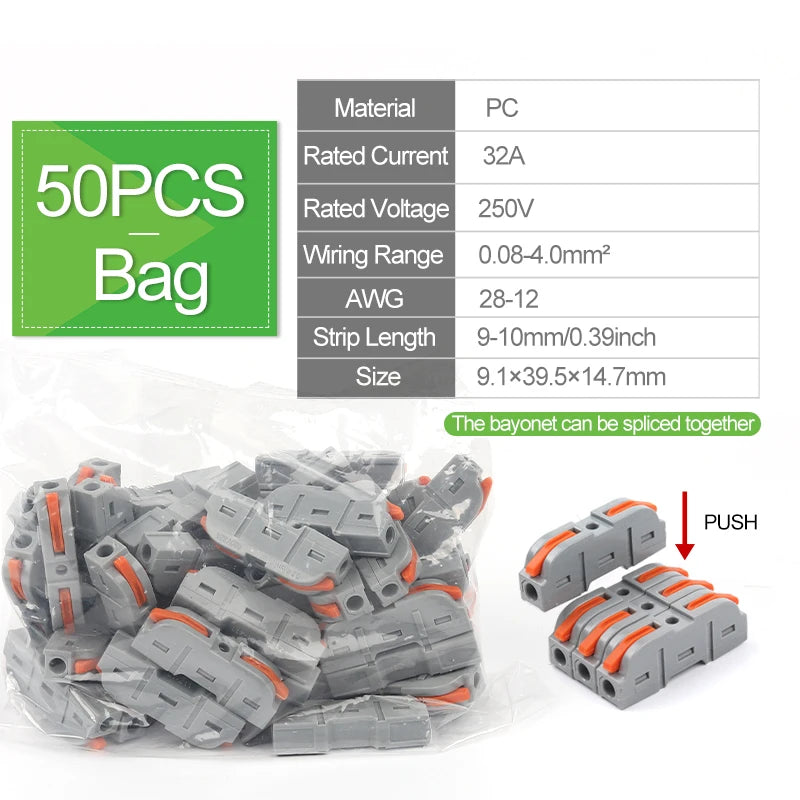 DIY GO Quick Splicing Multiplex Butt Wire Connector Compact Electrical Cable Terminal Block Home Wiring Junction Box Connector