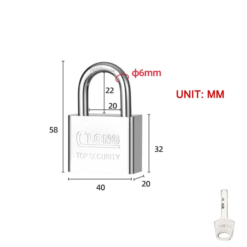 Stainless Steel Waterproof Padlock Same Key Open All Locks