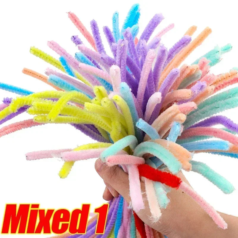Wholesale Colorful Chenille Stems Pipe Cleaners Plush Tinsel Stem Wired Sticks Twist Stick Hair Strip DIY Craft Educational Toys