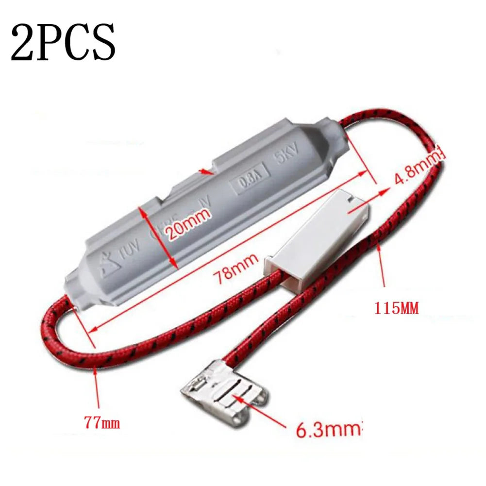 Microwave Oven Fuse Holder with 5KV High Voltage Fuses 0 65 to 0 9A Current Range Includes 2 Replacement Pieces