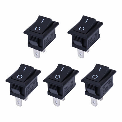 Mini Rocker Switch SPST Black and Red Snap in Switches Button AC 250V 3A / 125V 6A 2 Pin I/O 21*15mm on-off Switch Rocker