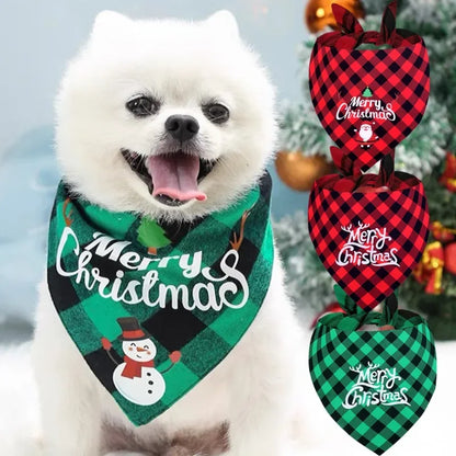 10/1PCS Christmas Dog Cat Triangle Scarf Cartoon Santa Claus snowman Triangle Scarf Pet Saliva Towel Christmas Pet Supplies